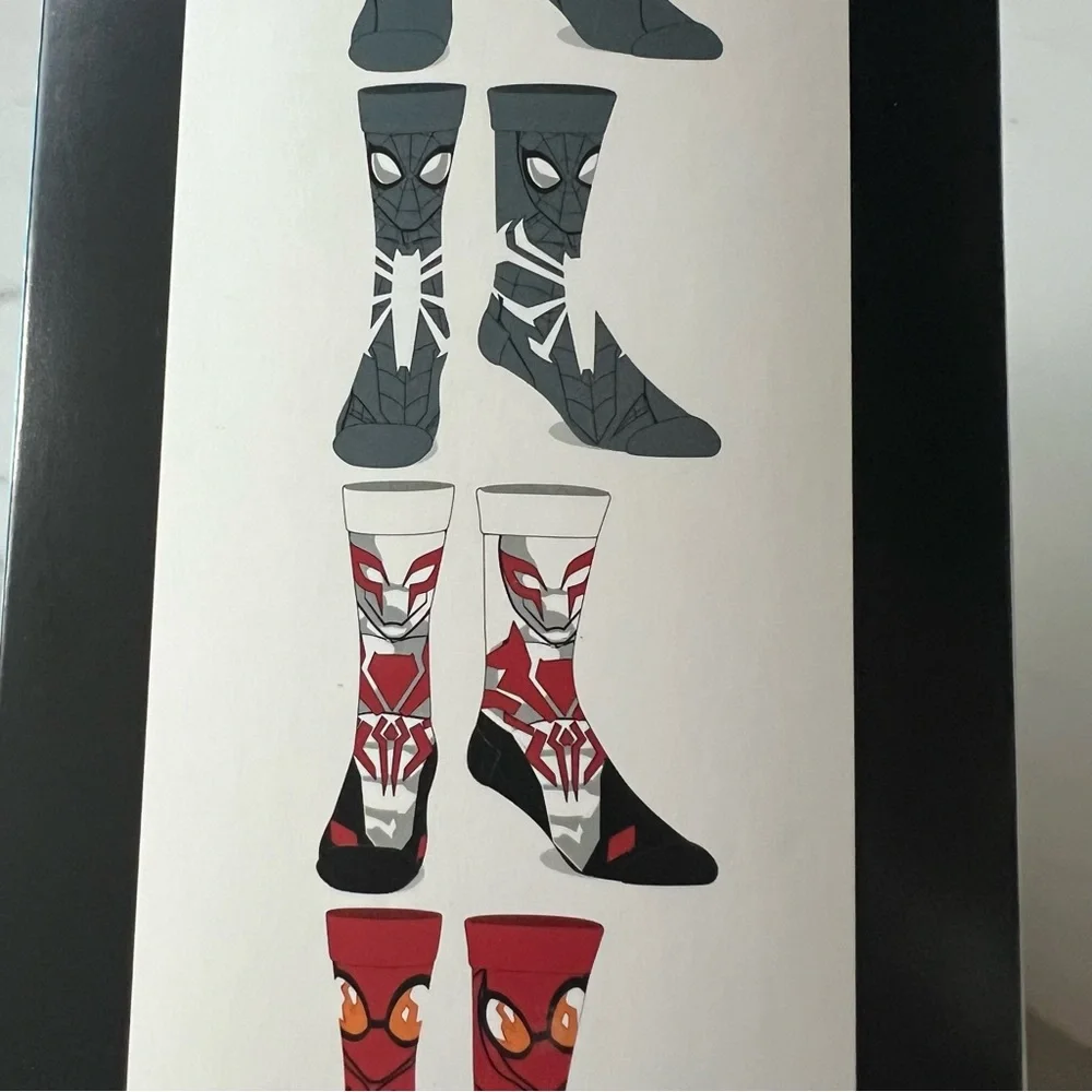 New Marvel Spiderman Venom 6 Pair Casual Crew Socks Size 8-12 Men's NWT